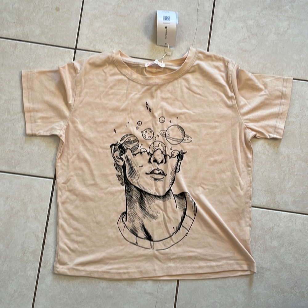 Romwe Cream Graphic T shirt